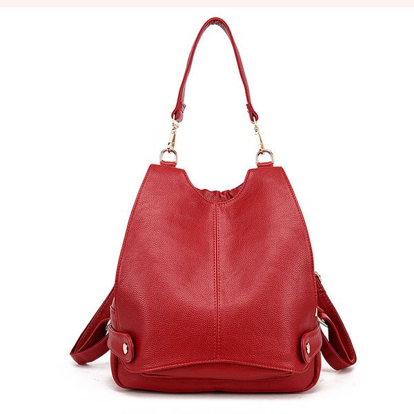 

2020 new simple leather backpack female european and american fashion trend backpack casual large capacity shoulder bag
