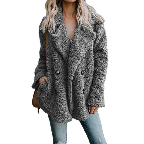 

2019 autumn winter teddy bear coat women plus size coat thick warm winter jacket female long sleeve ladies coats, Black