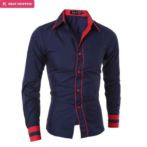 

men shirt 2017 new arrival fashion brand men's double button male long sleeve shirts casual slim male shirts size xxl wxzx, White;black