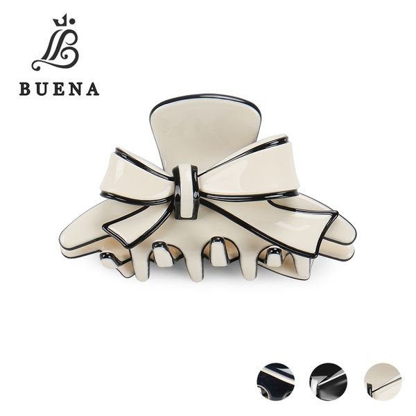 

alexander cellulose acetate hair claw cute bow hair clips classic color accessories ng018, Golden;white