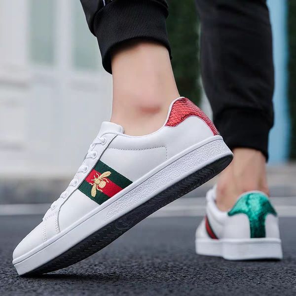 

luxury designer gucci casual shoes ace embroidery bee tiger snake flat sneaker sports trainers genuine leather men women shoes, Black