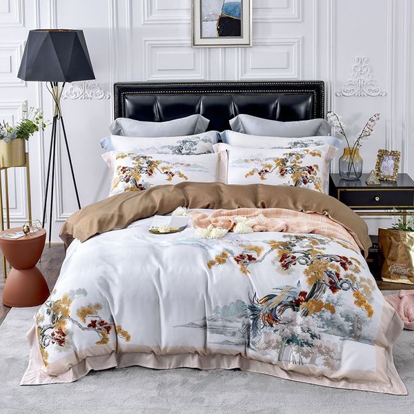 

bedding set soft tencel bed linens bed sheet set printed bedclothes /king size cover 4pcs