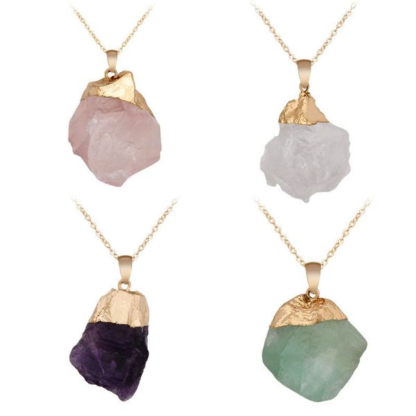 

custom necklace natural stone irregular square crystal necklaces fashion jewelry women agates pendant necklace, Silver