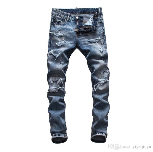 

2019 мужская роскошь дизайнер джинсы черные рваные штаны лучшие версии моды италии бренд высокое качество байкер мотоцикл рок возрождение je, Blue