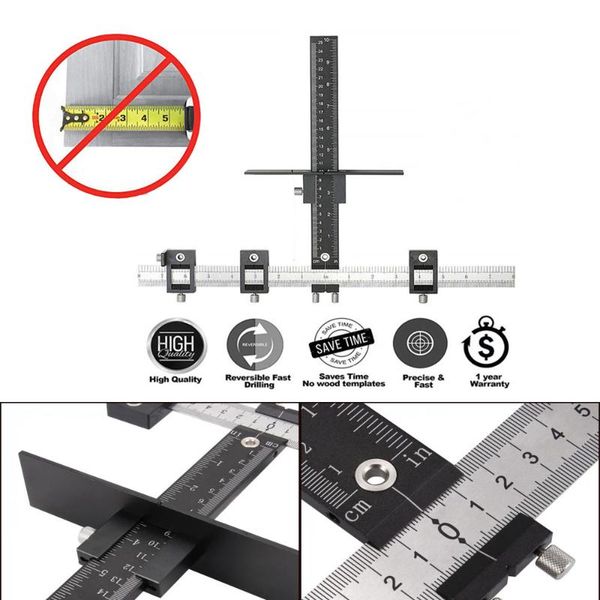 

metric/inch aluminum alloy quick-set hole punch jig detachable drill guide sleeve cabinet wood drilling tools