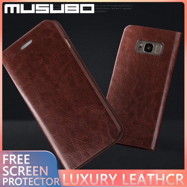 

musubo luxury leather for samsung galaxy s8 + flip wallet shockproof funda business phone cover folding magnetic slim case