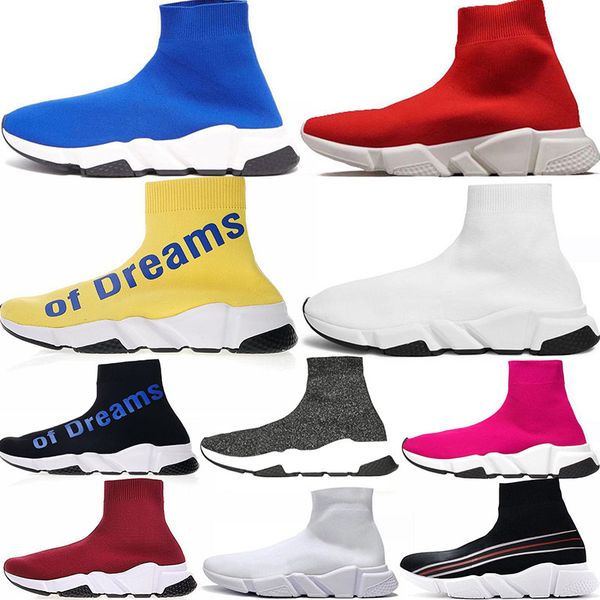 

New High sock shoes speed Knit trainers designer fashion cheap casual shoes 36-45 pip quality fast ship white black red blue grey