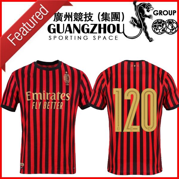 

19 20 ac milan occer jer ey 120th anniver ary pecial edition home away kit 2019 2020 paqueta rebic u o piatek men kid football hirt, Black;yellow