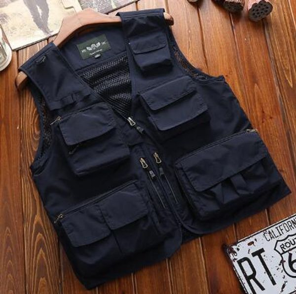

outdoor men's tactical fishing vest jacket man multi pockets sleeveless travel jackets 5xl 6xl 7xl igi4, Black;brown