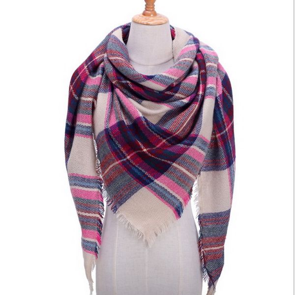 

designer winter women scarf plaid warm cashmere scarves shawls female luxury brand pashmina scarf lady blanket wraps 2020, Blue;gray