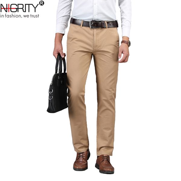 

nigrity new mens business casual pant fashion trousers straight elastic fabric basic classic male fashion size 29-42, Black