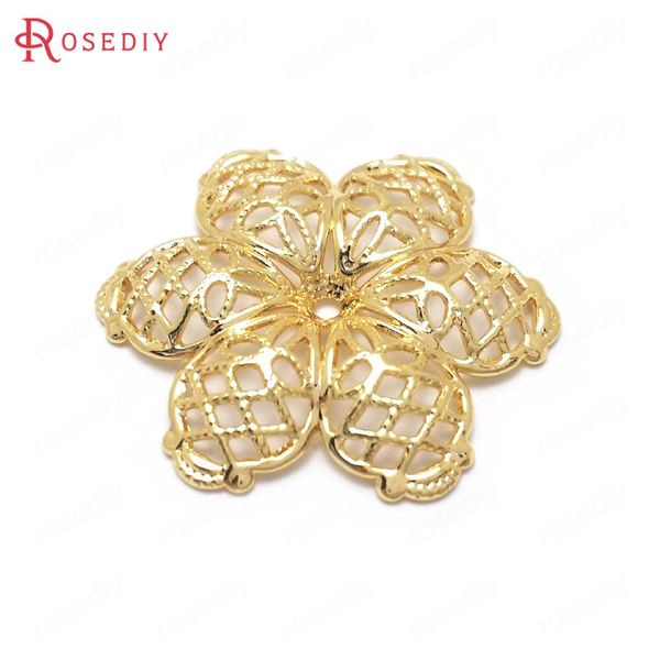 

10pcs 24mm 24k gold color brass decorative flower charms pendants jewelry making supplies diy findings accessories, Blue;slivery