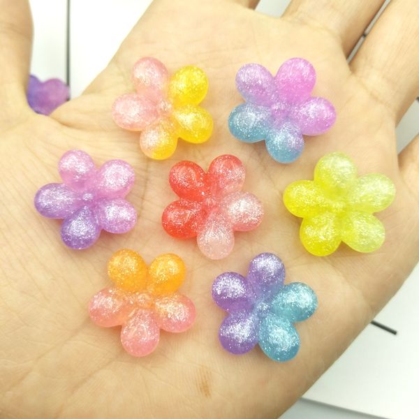 

decorative objects & figurines 14pcs resin mixed bicolor flower flat back cabochons for diy hair bow center scrapbooking embellishments phon