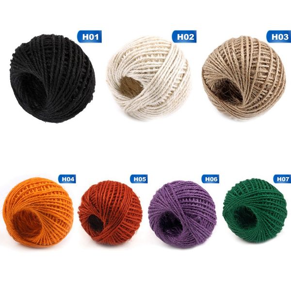 

50 метров натуральная мешковина гессенский джут шпагат шнур веревка строка подарочная упаковка строки рождественское событие праздничные при, Black;white