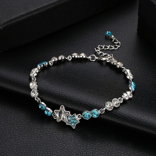 

ocean series charms crystal star sparkling bracelet women simple metal bracelet valentine's day fine jewelry gifts, Golden;silver