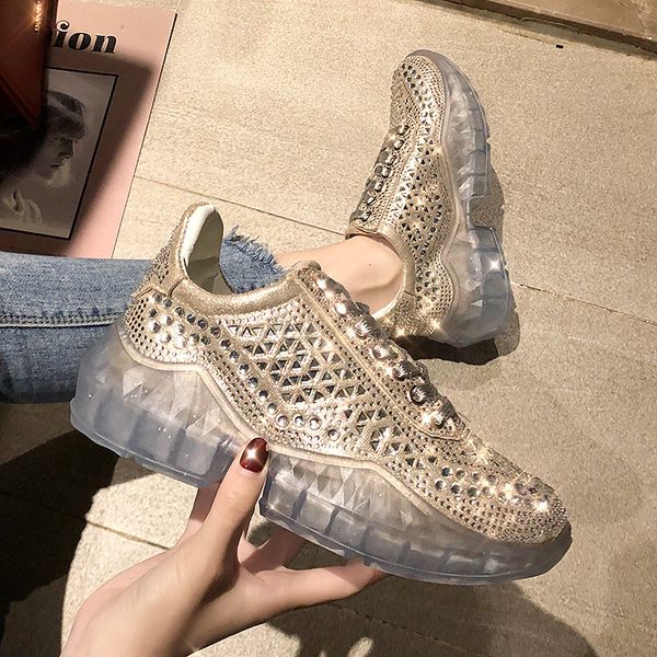 

shoes woman rhinestone shoe 2019 crystal increase shoe exceed, Black