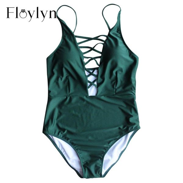 

floylyn one piece swimsuit swimwear women spaghetti strap criss cross hollow out pad backless swimsuit solid bathing suit, White;black