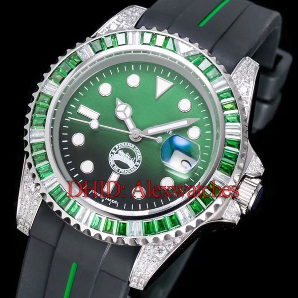 

luxury watch montre de luxe black gree dial import rubber strap mechanical automatic writwatches mens designer watches auto date waterproof, Slivery;brown