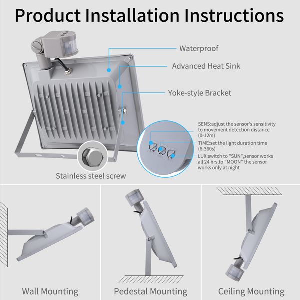 

4th generation 20w flood light with induction 2835 lamp beads outdoor flood lights landscape lighting ip65 work light 6000k