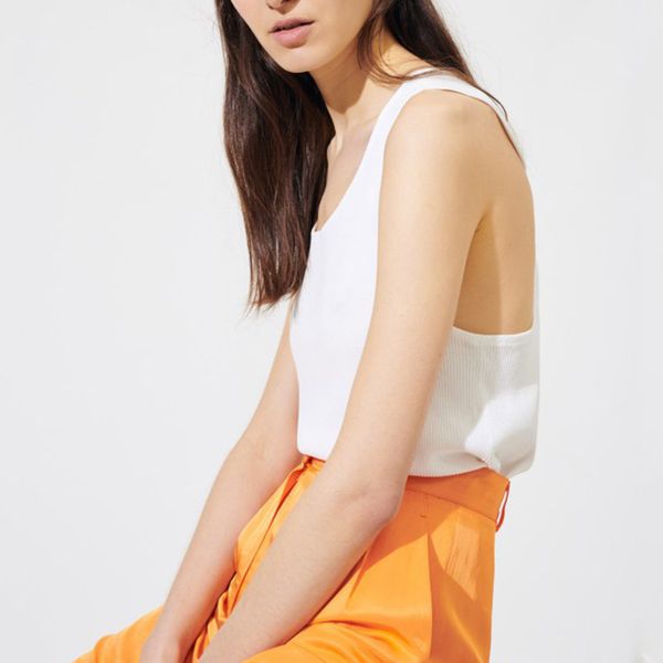 

french  2020 new spring summer sweet tied tank halter knit sweater vest women, White