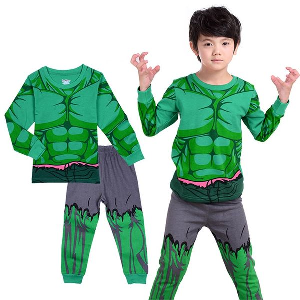 

2-10y kids boy hulk spiderman ironman thor winter pyjamas avengers sleepwear clothes set child pijamas chidren pajamas sleepwear, Blue;red