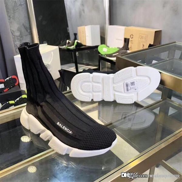 

19ssbalencia design speed runner trainers black with white bottom turnschuhe sock flat trainer sneakersd with original box, Blue;gray