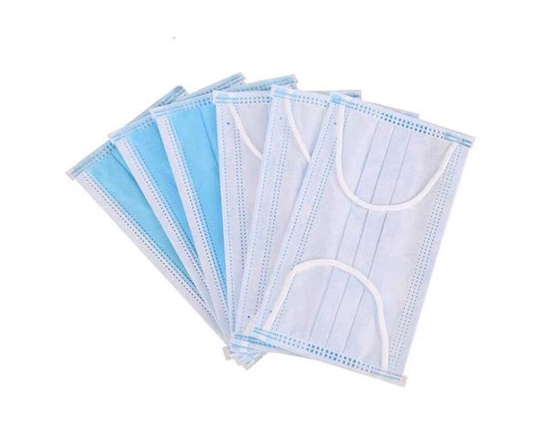 

dhl ship blue 3 ply dustproof pollution non woven dust pm2.5 ear loop3 layers hood mask face masks m4td