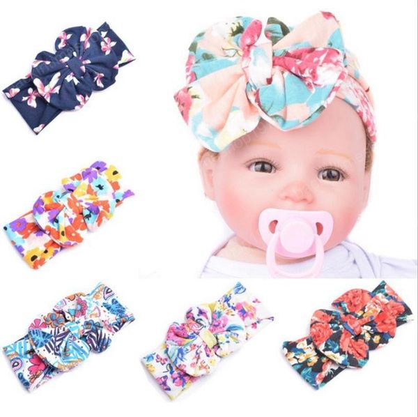 

baby bow headband girls flower bowknot hairbands cotton bohemia headdress elastic children tuban newborn hair accessories, Slivery;white