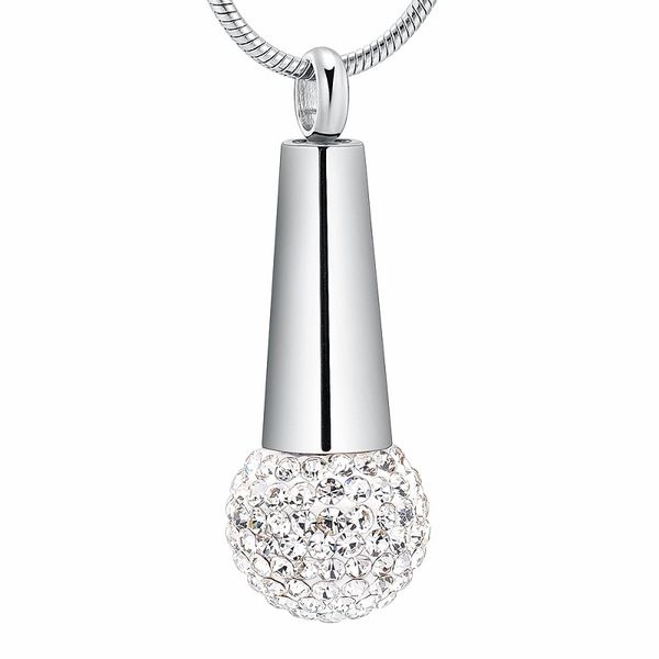 

ijd11732 stainless steel crystal microphone fashion memorial hold cremation for ashes urn pendant necklace jewelry, Silver