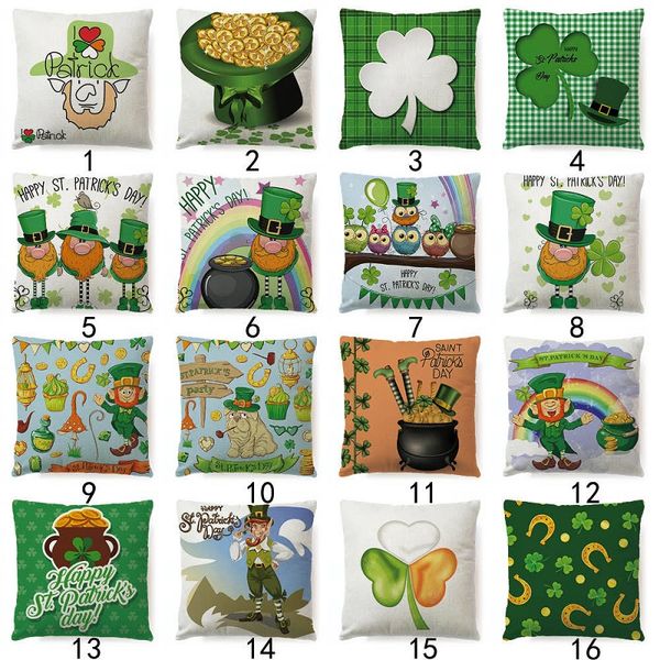 

lucky clover flowers pillow case green clover flower cotton linen sofa living room pillow cover decorative cushion cover