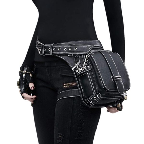 

auau-steampunk bag steam punk retro rock gothic goth shoulder waist bags packs style for women men+ leg thigh bag