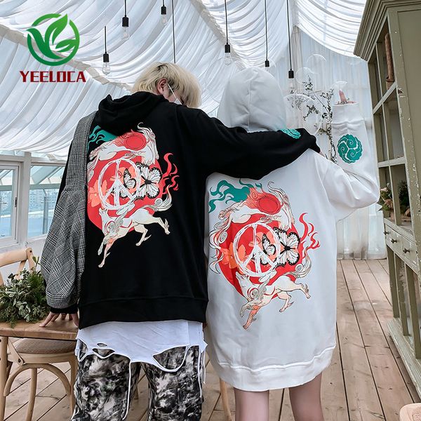 

2019 autumn winter chinese style hip hop hoodie new fashion trendy design couple men oversized cotton sweatshirts top, Black