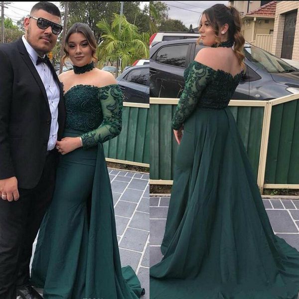 

gark green prom dresses long sleeve off shoulder 2020 fashion design floor length formal occasion party gowns evening dress, Black