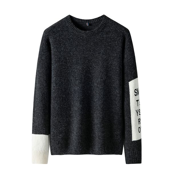 

sweater men casual o-neck pullover men autumn slim fit sweaters knitted long sleeve mens clothes, White;black