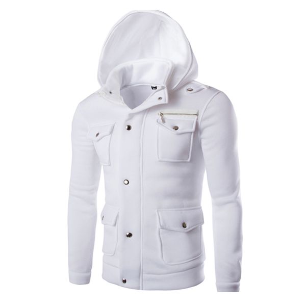 

2016 new fashion men hooded sweatshirt zippers solid jacket coat mens pocket hoodies and sweatshirts tracksuit 13m0448, Black