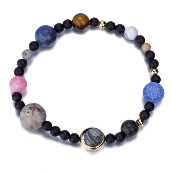 

solar system 9 planets star bracelets natural lava stones novelty women jewelry, Black