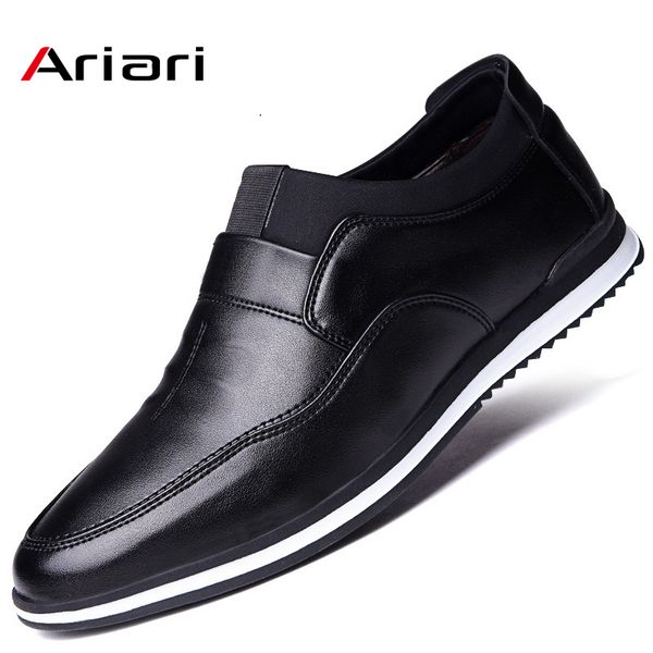 

2019 new fashion men casual shoes leather summer men's business british slip on comfortable formal loafers for drop shipping, Black
