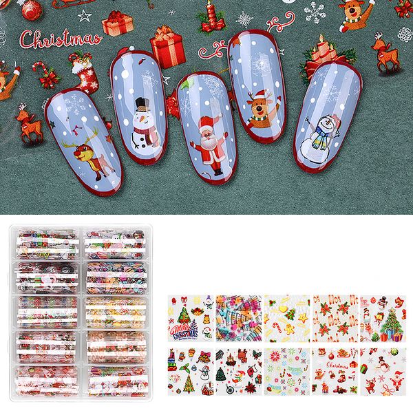 

f656 christmas style 3d adhesive nail art stickers new year nail decal slider santa claus snowman decoration manicure nail wraps tool, Black