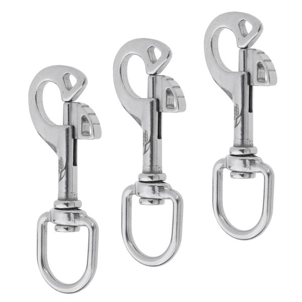 

3 pieces 316 stainless steel swivel eye trigger bolt snap hook, single ended snap clips for scuba diving/camera strap/key chain