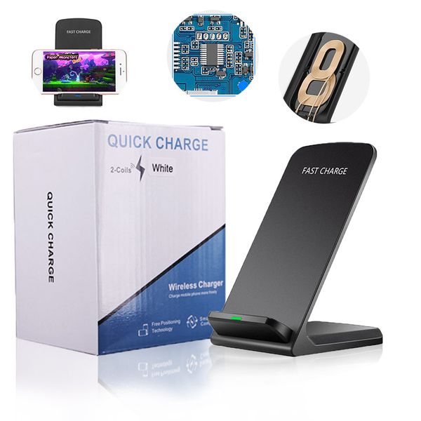 

10w wireless charger stand for iphone 11 pro samsung s20 s10 note 10 9 fast charging dock station+qc3.0 phone charger