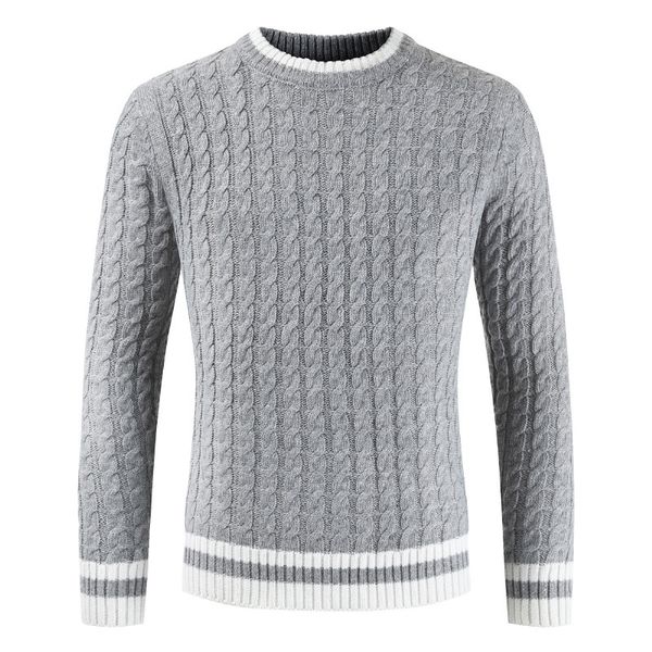 

autumn winter new men's long-sleeved sweater round neck casual men's sweater gray black khaki dark blue male dl158, White;black