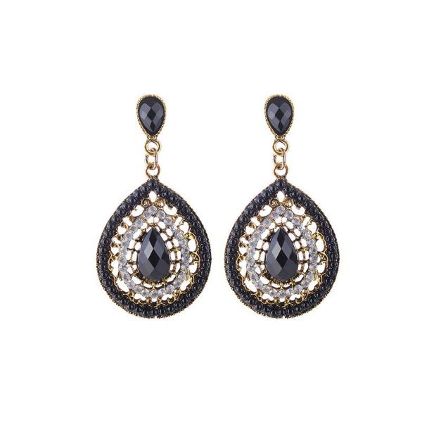 

wholesale- water drop dangle earrings for women ladies europe vintage gemstone beaded earring party jewelry accessories, Silver
