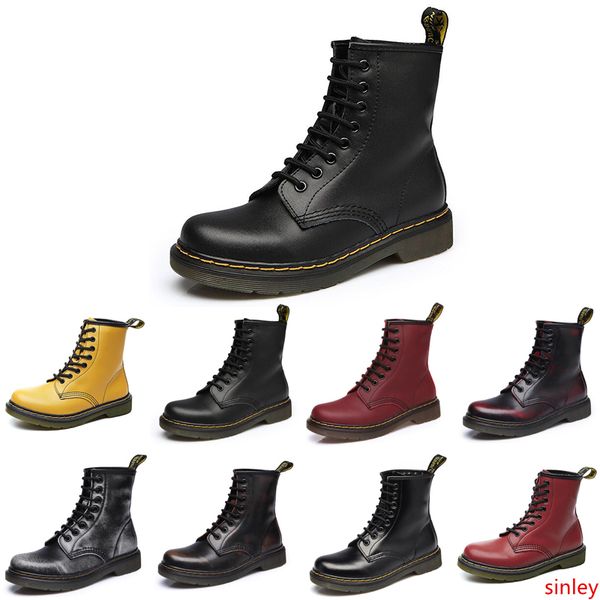 

2020 non-brand fashion designer ankle boots men women wineter martin boots wipe wine red paint black brown motorcycle boots 35-44 style 2