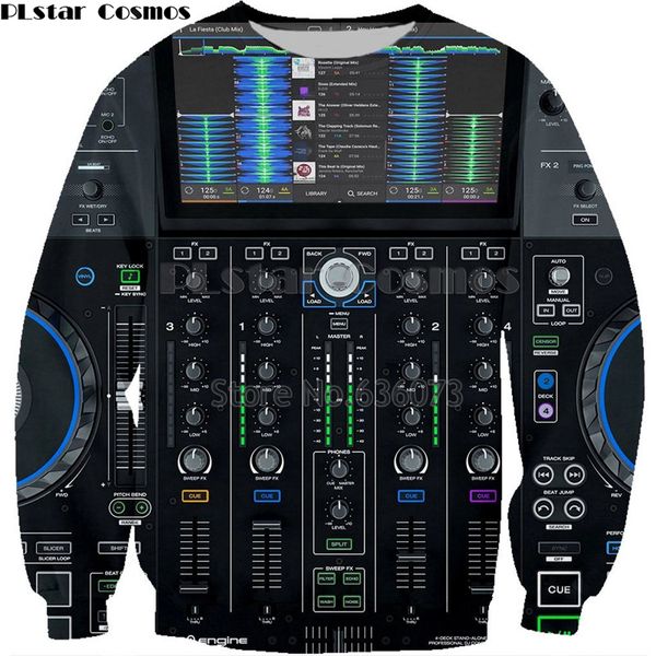 

men hoodies for rock dj disco player sweatsthirts dj controller 3d hd printed hoodie led flashing equalizer el pullover 1, Black