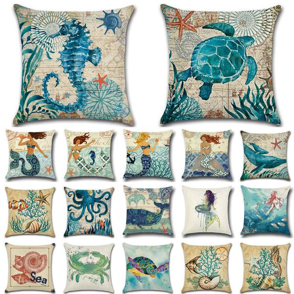 

1pcs sea turtle shell pattern хлопок белье throw подушка обложка автомобилей домашнее украшение диван-кровать декоративные наволочки 40018-1