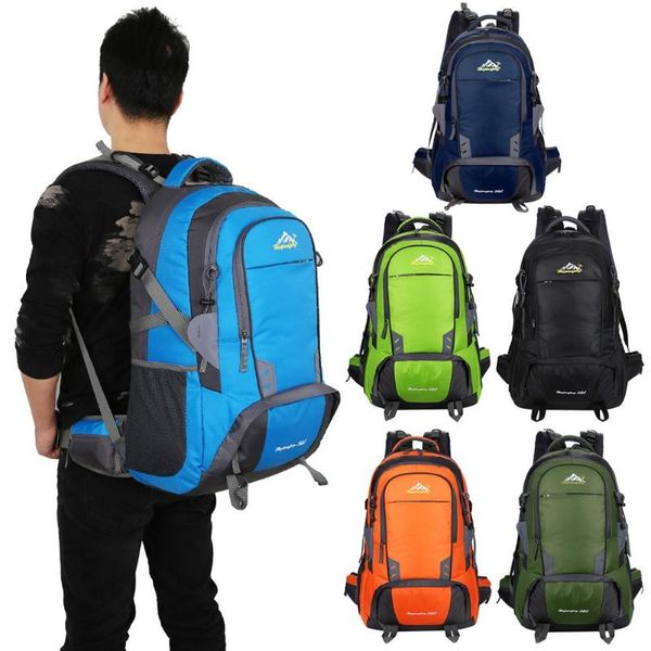 

50l waterproof nylon backpack mountaineering rucksack camping travel hiking knapsack sports travel bag for women men, 6colors