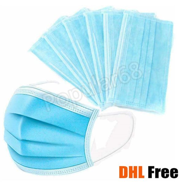 

dhl бесплатная доставка нетканые одноразовые маски маска для рта 3 слоя фильтр антипылевой бактериальный вирус синий earloops здоровье