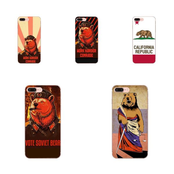 

custom bear russia mobile for apple iphone 4 4s 5 5c 5s se 6 6s 7 8 11 plus pro x xs max xr transparent tpu skin case