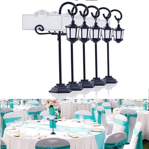

5 pcs streetlight shape wedding party reception place card holder number name table menu picture p clip card holder stand wi other event