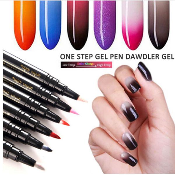 

nail gel varnish pencil one step gel nail pen no need base primer 3 in 1 uv gel lacquer glitter polish, Red;pink